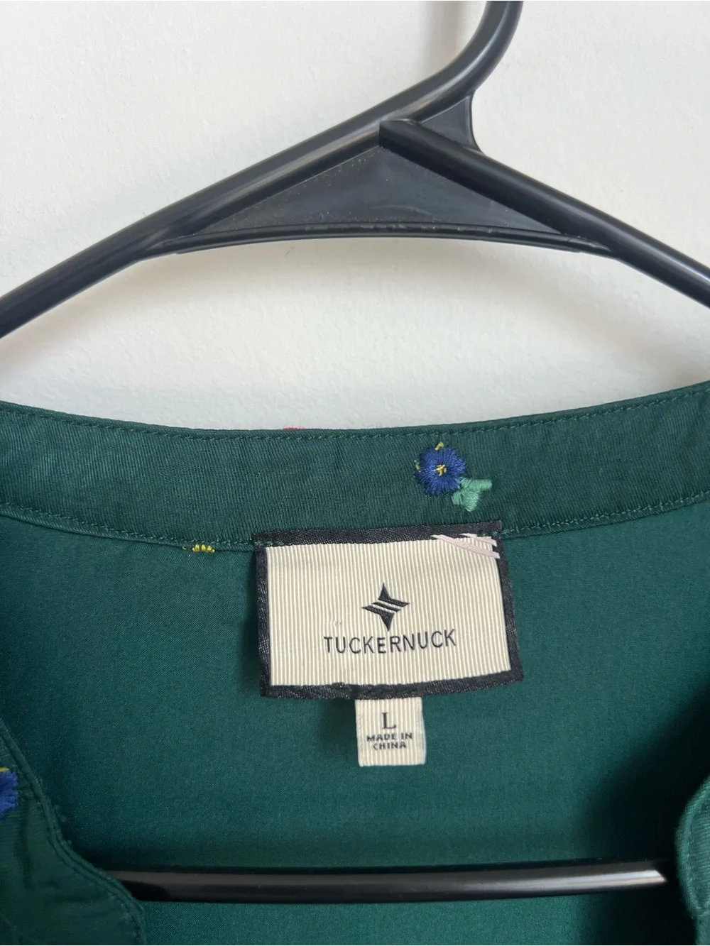 Tuckernuck Molly Midi Dress Green Embroidered Floral Women's Large